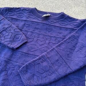Vintage Red Camel Purple Knit Crewneck Sweater USA Made Heart Geometric 90s